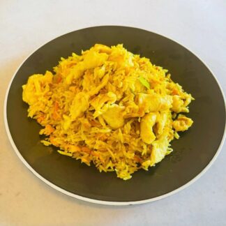115. Pečen riž na indijski način(s curry in piščanec)